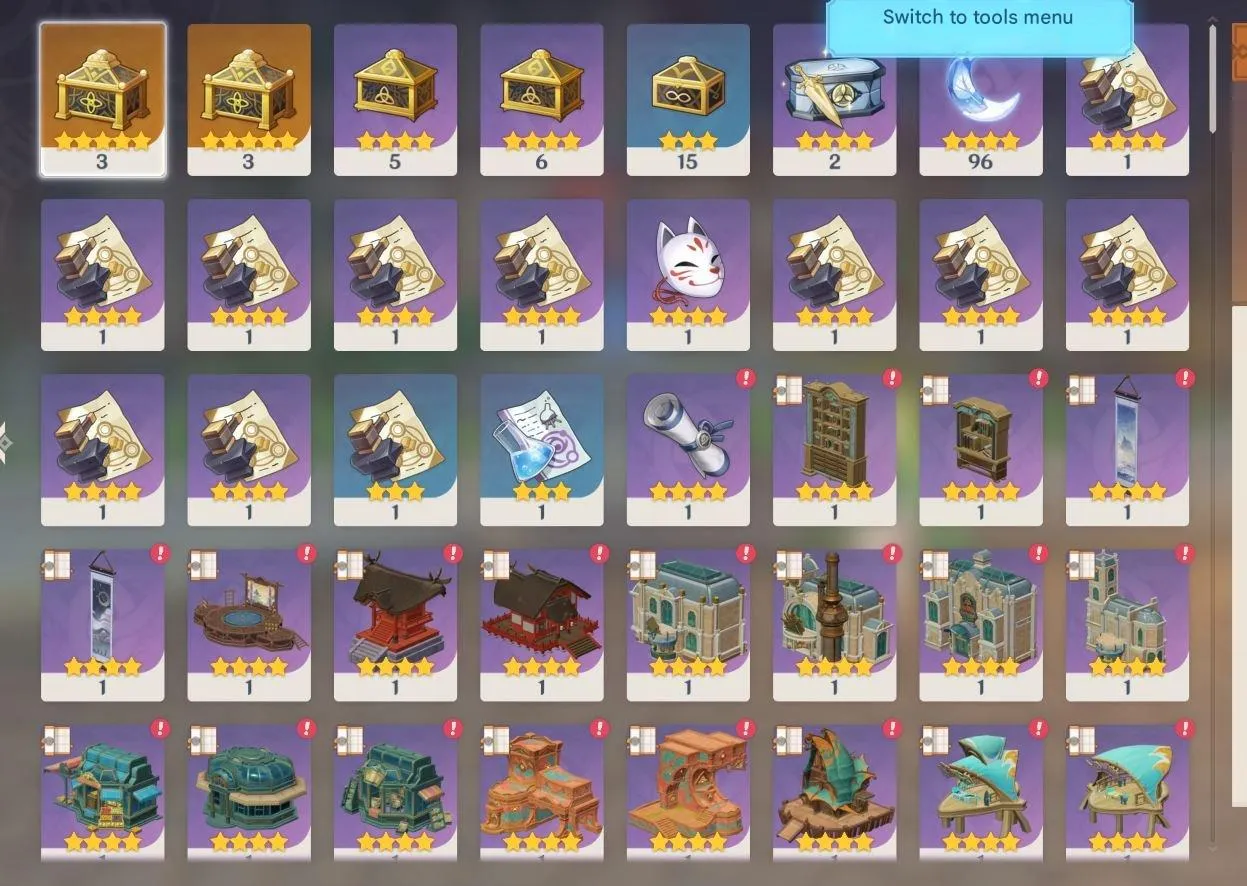 GI1400 C2 Nefer + Furina With Signature Weapons, High 5-Star Weapon Inventory 